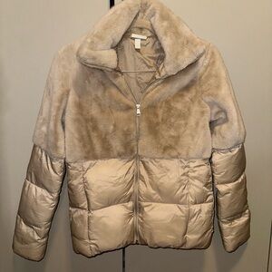 Zella Women's Tan Faux Fur and Puffer Jacket size XXS